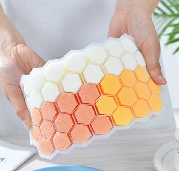 2-pack Isbricka, Isbricka med Lock Silikon Isbricka Spillfri, Flexibel Isbricka Form Liten Isbricka (37 Hexagon Vit) white