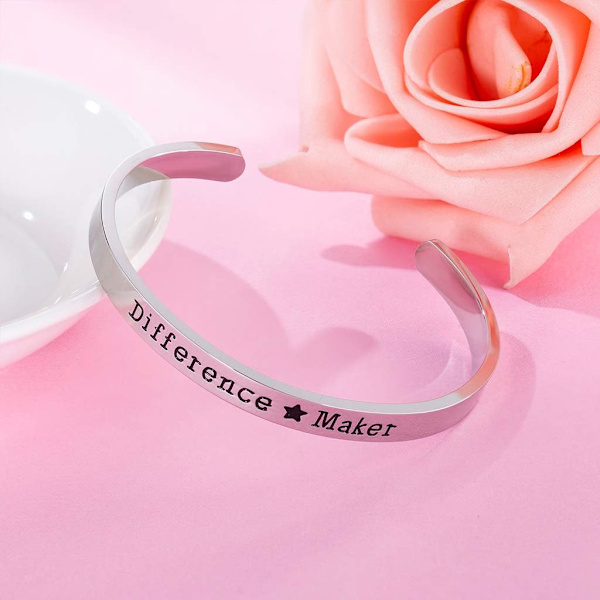 Vänskapsarmband för kvinnor - Inspirerande vänskapspresenter till bästa vän, motiverande manschettarmband för systrar mamma lärare gåvor armband 4Difference Maker