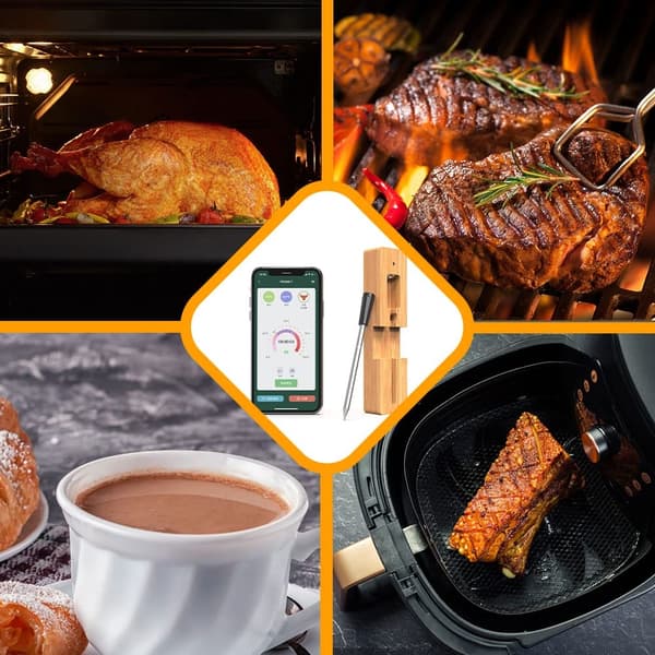 Trådløs Kødtermometer, Bluetooth-forbindelse og IPX7 vandtæt - Perfekt BBQ-tilbehør af