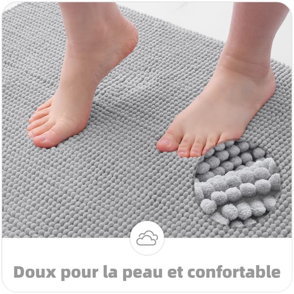 Chenille Bademåtte - Skridsikker - Blød - Absorberende - Vaskbar - Til Badeværelse - 40 x 60 cm