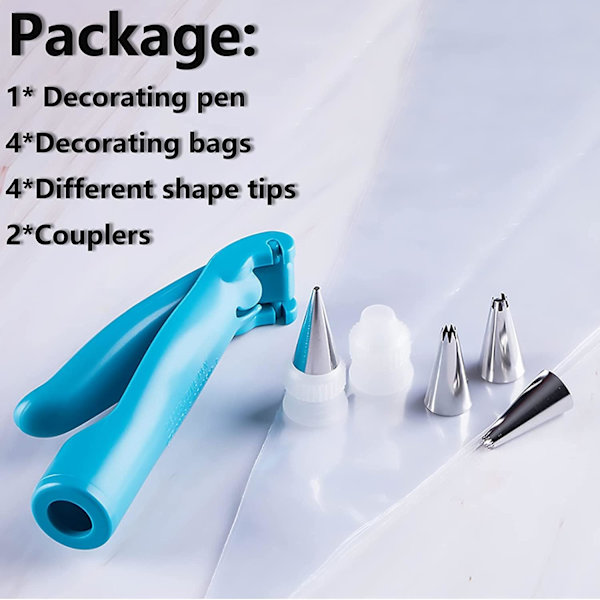 Kakdekorations Pennset Bakverkspåse DIY Kakdekorationsverktygssats Bakverkspen Spetsset Påsar (Blå) Cakepen
