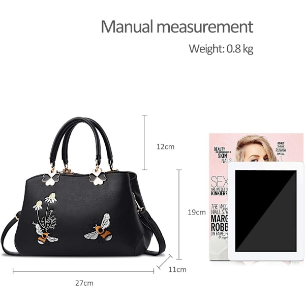 Herre Top Handle Håndvesker Retro Crossbody Bag Dame Mote Skulder Bag Veske Tote Broderi