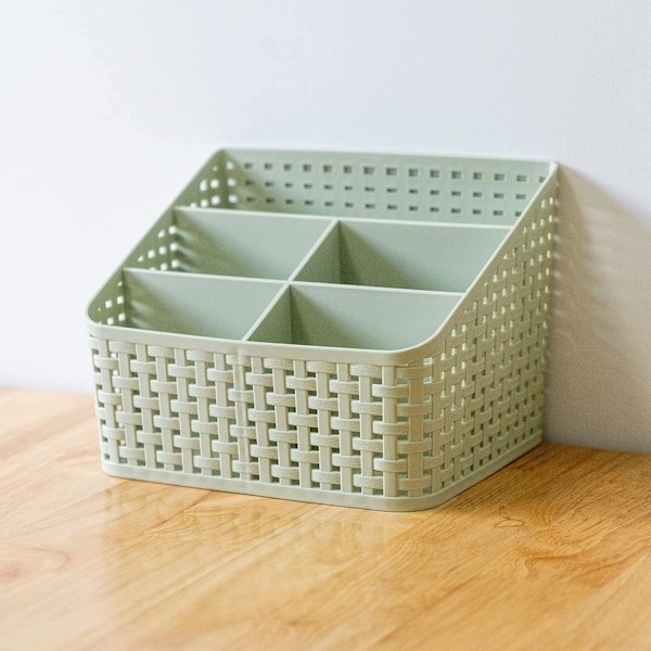 Oppbevaringskurv, Kosmetikkboks Organizer, Plast Oppbevaringsboks Skrivebord 5 Rutenett Under-rutenett Oppbevaringsboks Multifunksjonell Oppbevaring for Skrivebord Kontor Soverom C Green 5 Grid