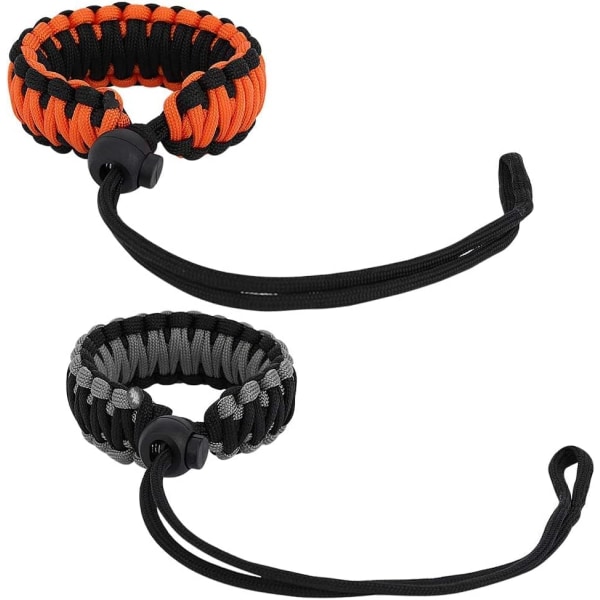 Universal Paracord [ 2 PAK ] - Justerbar nylon, komfortabelt, kraftig kameraarmbåndsarmbånd, flettet håndgrepsstropp for videokamera, B Black Orange&black Gray One Size