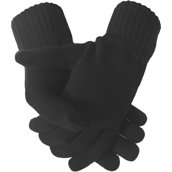 Dam Super Mjuka Varma Tunna Stickade Termiska Vinterhandskar Black