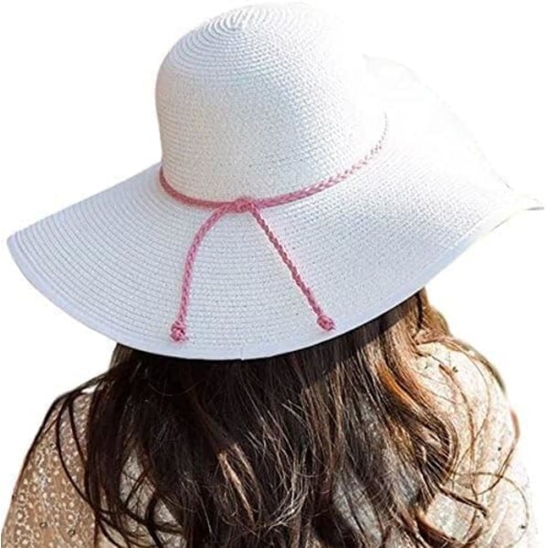 Kvinner Foldable Floppy Bred Brede Brede Solhatt Sommer Strandhatt UV UPF 50+ 05Style White