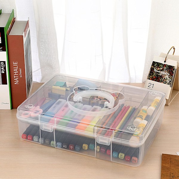 Läpinäkyvä Craft Stackable Säilytyslaatikko Säilytysalustalla Muovi 7-lokeroinen Monikäyttöinen Säilytysastia Lelujen, Taiteen ja Käsitöiden Säilyttämiseen ja Järjestämiseen Clear Coffee