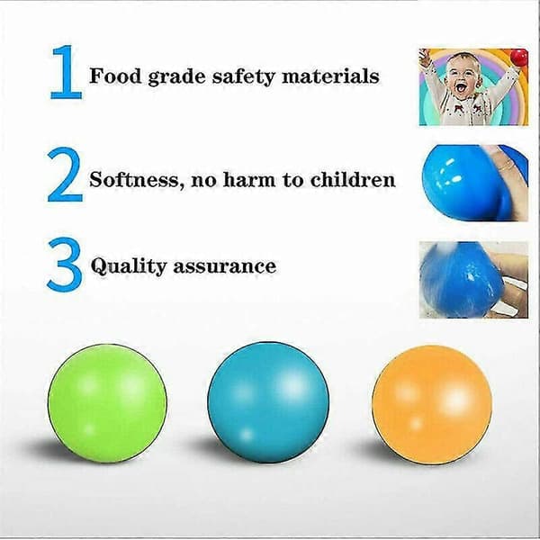 4 stk. Klæbrig væg bold til børn til loft Stress Relief Globbles Squishy Relief legetøj