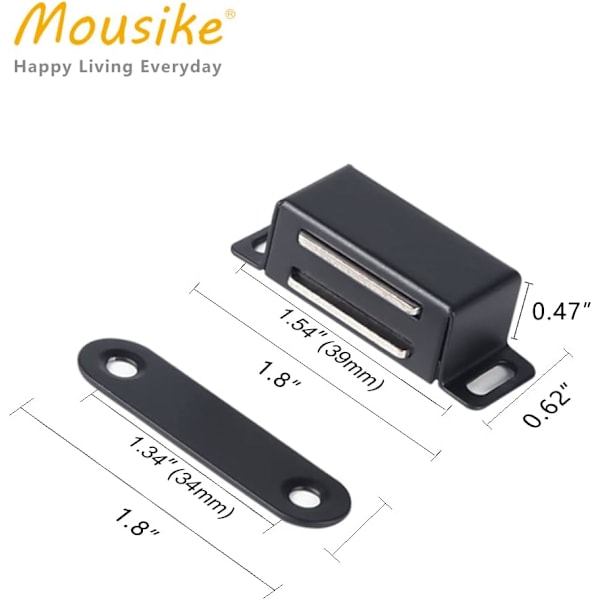 Skabmagneter Magnetisk Dørstopper Rustfrit Stål Dørmagnet til Køkken Badeværelse Skab Garderobe Skabslåger Skabslåge Skuffelås 20 Black 8 pack