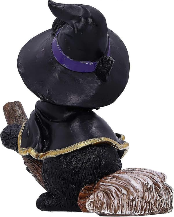 Lille Hekses Fortrolige Sorte Kat Og Kost Figur, 11cm1stk sort