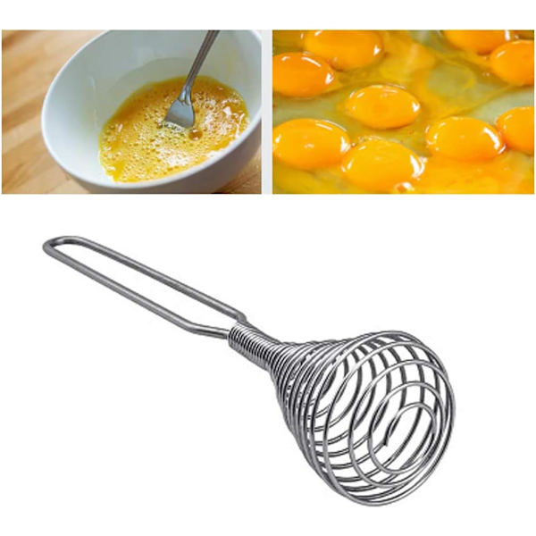 Praktisk kjøkkenspiral manuell eggepisker verktøy Bærbar visp for melk drikke kaffe shake frother mikser skummer matlaging hjemme baking gadgets White