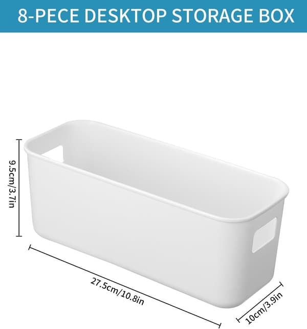 8 Pieces Plastic Storage Bins with Handles, Stackable Kitchen Storage Baskets for Closet, Office