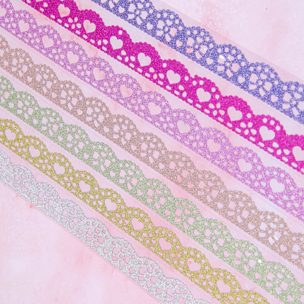 7 rullaa washi-teippiä, koristeellista itseliimautuvaa pitsiteippiä askarteluun, korttien tekoon ja koristeluun, 1,8 * 100 cm