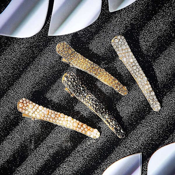 8 stk. perle-strass alligatorklips hårspenner strass nebbklips nebb hårnåler hårklips, 4 farger