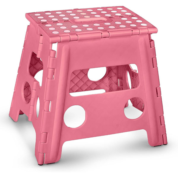 Sammenleggbar trinnkrakk, 13 tommer - Den lette trinnkrakken er robust nok til å støtte voksne og trygg nok for barn. Åpnes enkelt med ett kast. Grå Pink 13Inch