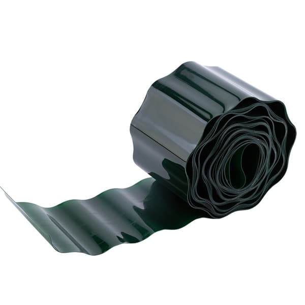 PE/PP Kantstøtte til Have - 9m x 20cm - Bølget - Til Plæner, Blomsterbede, Enge - Grøn