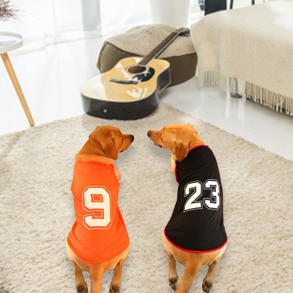 t-nummer trykt sommer basis vest hvalp åndbar t-shirt kæledyr ærmeløs tank top tøj til store mellemstore små hunde (stor, orange) Orange Large