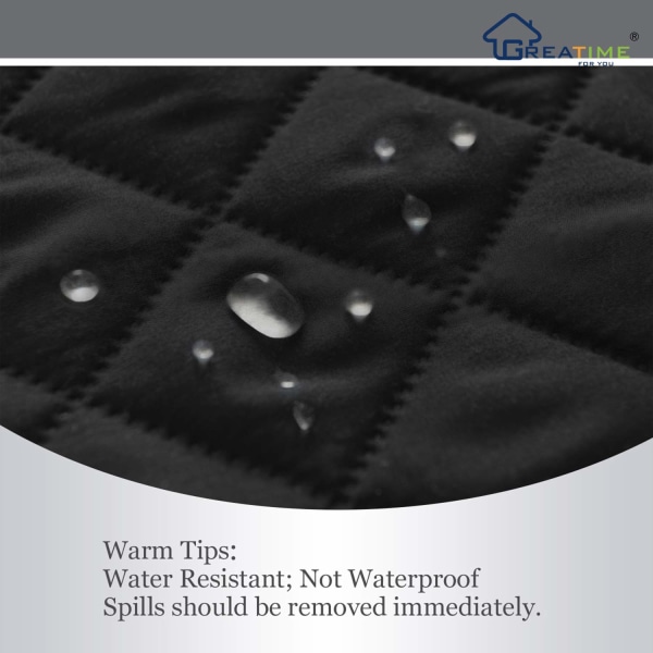 Sofföverdrag, överdrag, vändbart möbelskydd, vattenavvisande, soffskydd med elastiska remmar, cover (tre-sits, svart）