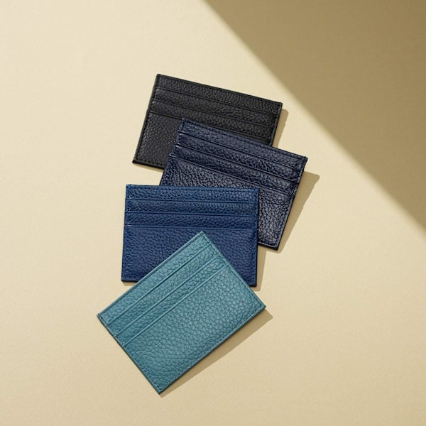 Äkta läder korthållare 7 kortplatser Minimalistisk Ultra Slim för jacka, byxor Turquoise