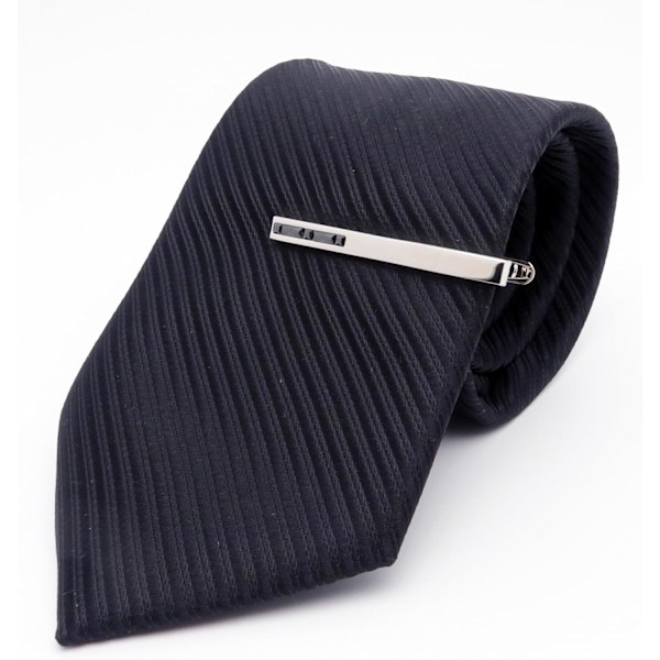 Mænds Krystal slips til slips Sølvfarvet slipsestang med gaveæske til herre Almindelig slipsenål Daglig forretning Jubilæum Bryllup Black Crystal Clip