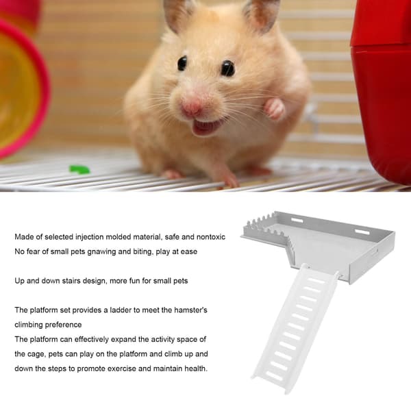 Hamster Platform, Multifunktionel Lille Dyreplatform med Stige, Sprøjtestøbt Plastikbur Platform til Rotte, Gerbil og Dværg Hamster yellow