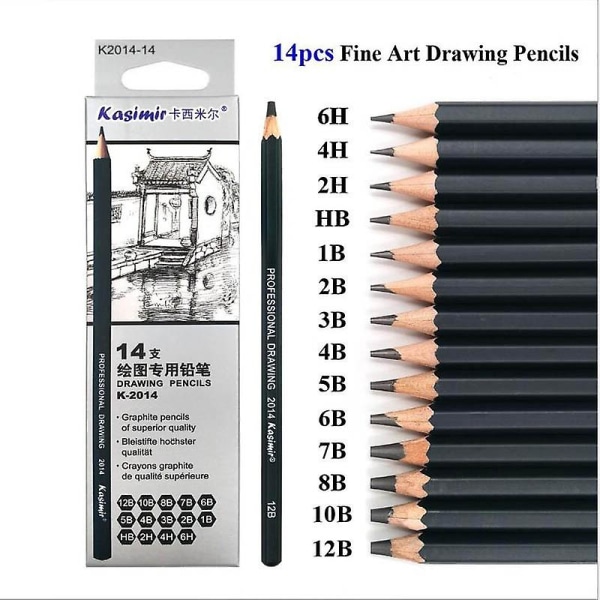 14 kpl/ SET 6H-12B puiset set ammattimaiseen piirtämiseen piirtämiseen lehtikynät kouluun