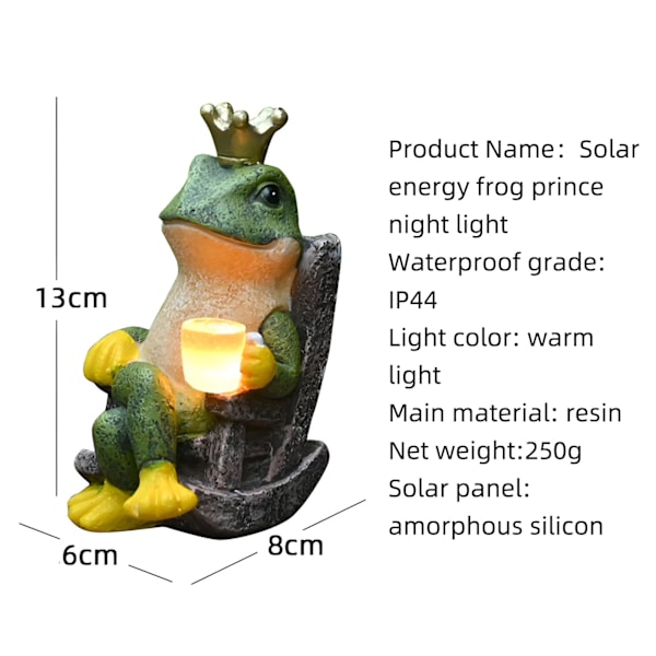 Solar Frø Havefigurer - Sjove Frøer Havefigurer med Solcellelamper, Drikker i Gyngestolen, Frø Skulptur Dekorativ Plæne, Have, Terrasse