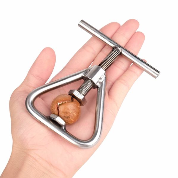 Nøddeknækker, kraftig rustfrit stål, egnet til alle nødder, sorte valnødder, macadamianødder, hasselnødder, mandler, pekannødder og valnødder.