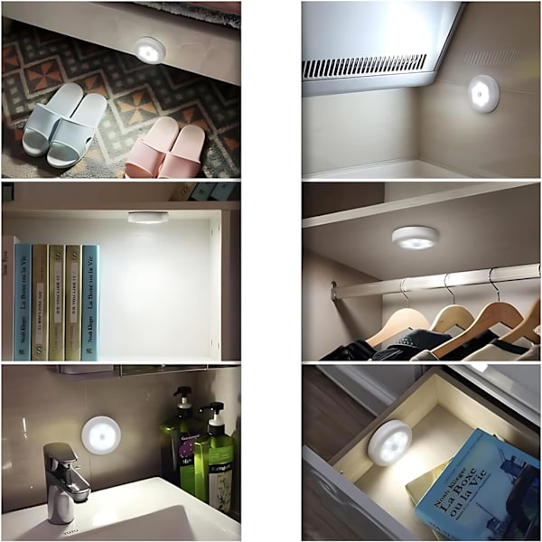 Enkel rörelsesensor trådlös lampa för garderober skåp och under trappskåp | Batteridriven LED varmvit lampa med automatisk på o