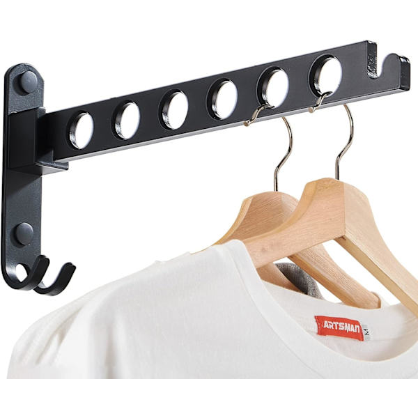 Sammenleggbar veggmontert klesstativ, sammenleggbart klesstativ, klesoppbevaringshyller, klesstativ, klesoppbevaringsarrangør, tørkestativ（ Black one pack