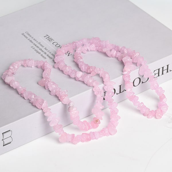 Naturligt krystal ædelstensarmbånd perler uregelmæssige grus spredte perler diy smykketilbehør armbånd halskæde Rose Quartz