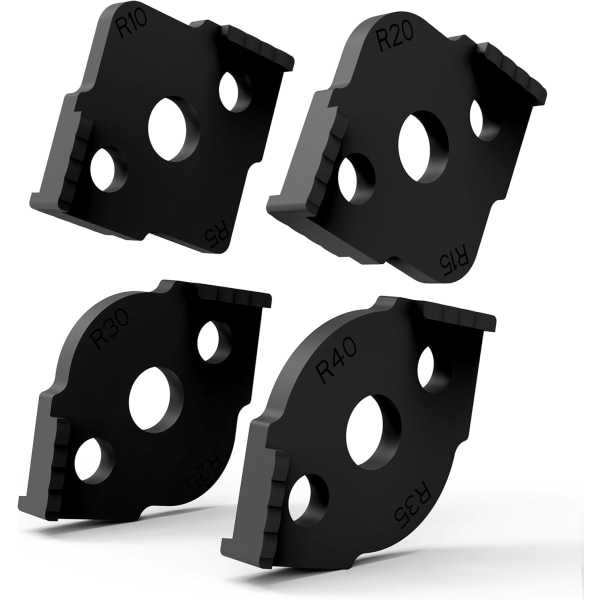 Jig Router Skabeloner Hjørne Radius Fræsning Skabeloner, ABS+CNC Høj Hårdhed Behandling Lim, Fræsning Afrundede Hjørner Fræser Skabeloner, R5 4 packs(Black)