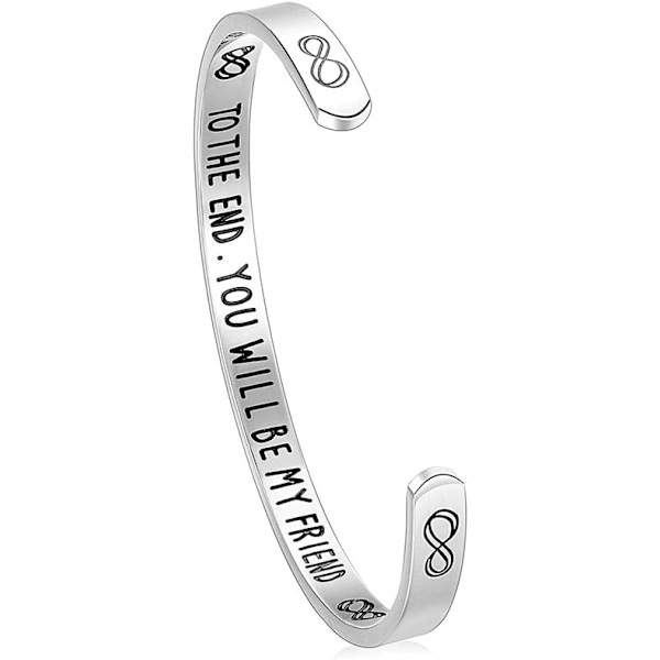 Vänskapsarmband för kvinnor - Inspirerande vänskapspresenter till bästa vän, motiverande manschettarmband för systrar, mamma, lärare, presenter 1To the end, you will be my friend