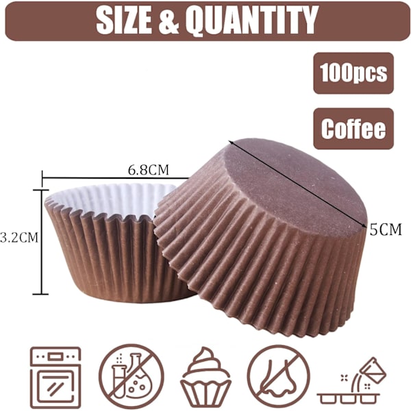 ll Kaffepapir Cupcake Cases Bagekopper, Fedtsikre Cupcake Cases til Bagning, Mini Muffin Wrappers Cases Muffin Cups Cupcake Liner Bulk, Papir Bakin Coffee
