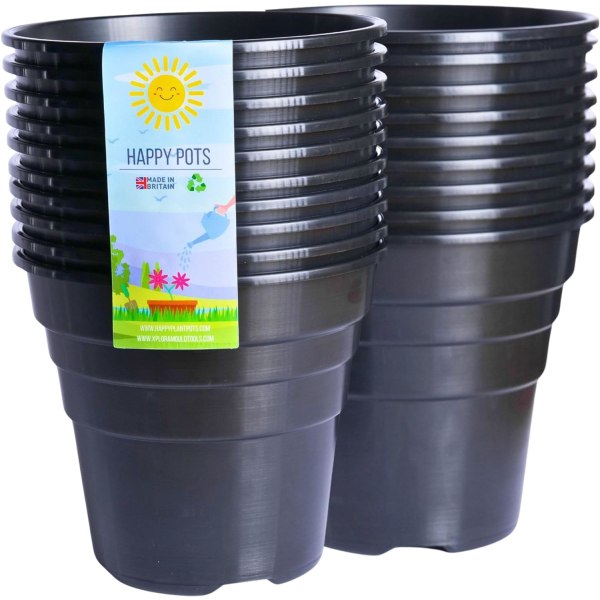 - 15 cm glanssvart - Förpackning med 20 växtkrukor av premiumplast - Återanvändbara blomkrukor för trädgårdsarbete inomhus/utomhus - Rund, kraftig, UV-upplösning Black 15CM