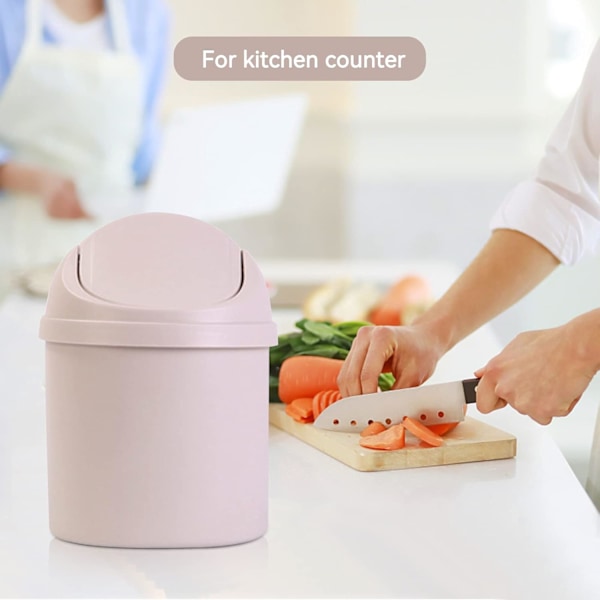 Svänglockshink, Mini-soptunna i plast med svänglock, Mini-papperskorg Badrumshinkar, Skrivbord Kompakt design Kosmetisk hink, Liten skrivbordsavfallssopkorg Cream