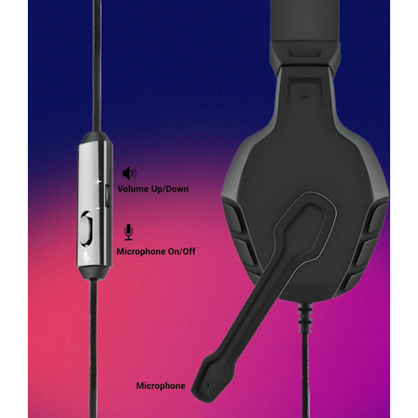 Kablet Gaming Headset med Mikrofon, Hodetelefoner for PS5 PS4 Xbox Nintendo Switch PC Black