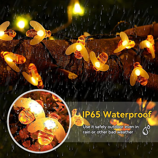 2-pack Solcellslampor för trädgård, Bi-formade Fairy String Lights, Varmvit, 6,5M 8 Ljuslägen 30 LED Vattentäta Utomhus/Inomhus Trädgårdsbelysning 2packs 30LED