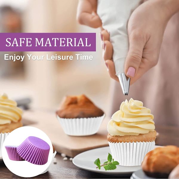 ple Små Papir Cupcake Cases Bagekopper, Fedtsikre Cupcake Cases til Bagning, Mini Muffin Wrappers Cases Muffin Cups Cupcake Liner Bulk, Papir Bakin Purple