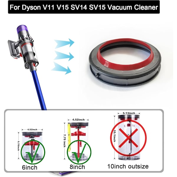 Støvbeholder topp fast tetningsring erstatning for Dyson V11 SV14 SV15 støvsuger reparasjonsdel tilbehør
