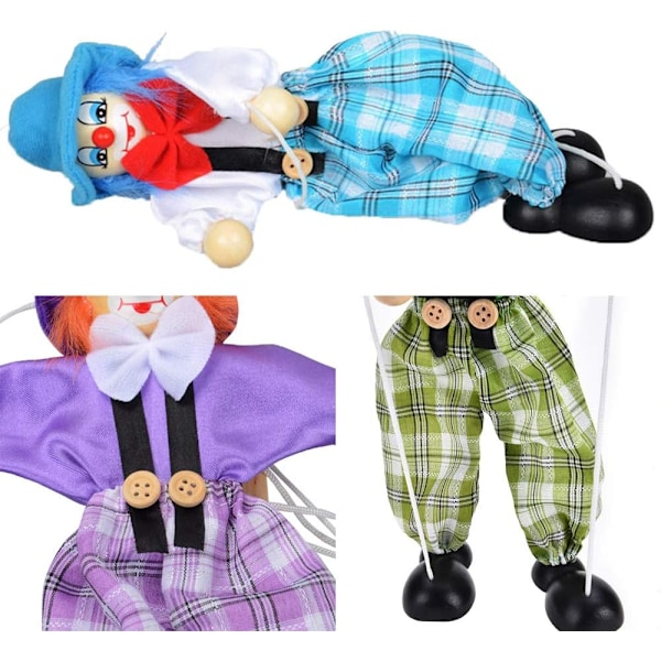 Klovn Marionett String Puppet Toy Tre Marionettdukke i Tre Storytelling Leker for Barn Gave 16.7 inches