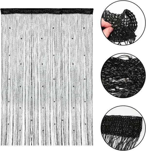 Thread Curtain Panel, Glitter Door Wall Window Doorways Panel Fly Screen Fringe Room Divider Blinds, Tassel Ribbon