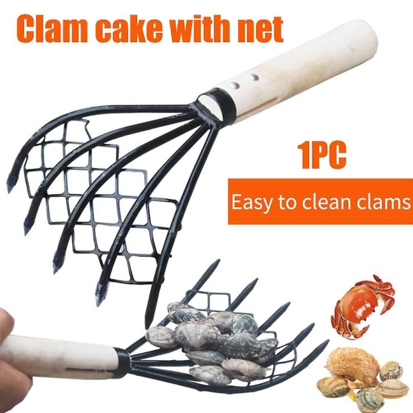 Mussla Gaffel, Mussla Rake, Skal, med Nät, Klo Rake, Hand Rake för att Gräva Skaldjur, Skal, Strand