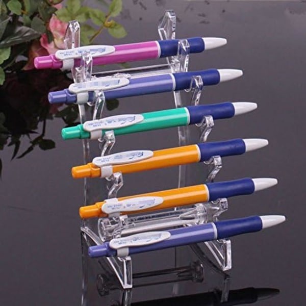 Akryl 6 fack Penna Display Stand Plast Office Display Stands för Pencil Make Up Pensel Clear