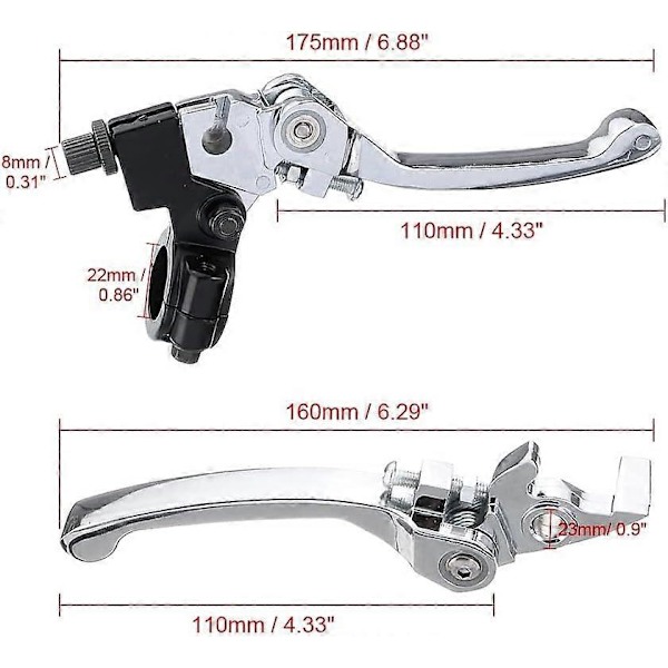 1 Par 7/8\" 22mm Styr Koppling Broms Vikbar Snäppspak
