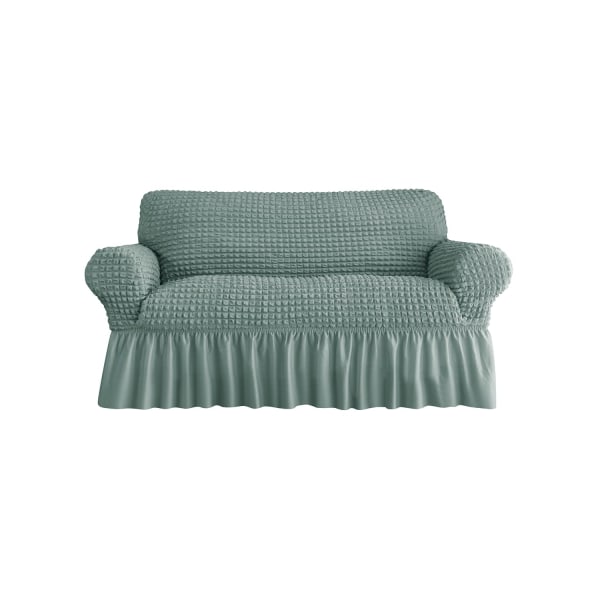 Loveseat Slipcover 1 kpl kahdelle tyynylle sohvan cover hameella, kestävä pestävä, helposti istuva universal huonekalusuoja (2 istuttava, vihreä)