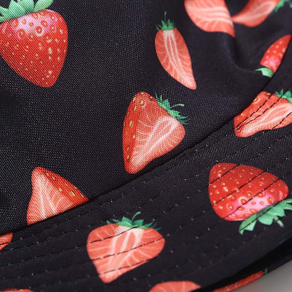 Söpö ämpärihattu rannan kalastajanhatut naisille, kääntyvä kaksinkertainen kulutus Strawberry