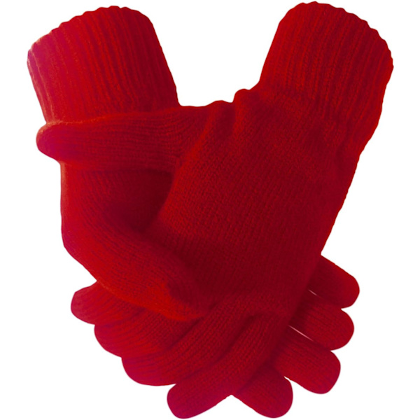 Dam Super Mjuka Varma Tunna Stickade Termiska Vinterhandskar Red
