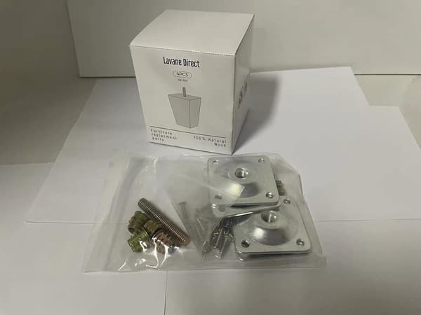 Benplade til montering af ben, La Vane sæt med 4 møbelben-monteringsplader med ophængsbolte og skruer til møbler, sofa, chaiselong Silver 4pcs
