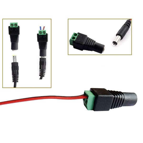 5,5 mm x 2,1 mm DC hun til DC han adapter 12V DC jack stik DC stik DC cylinder (5 hun + 5 han)